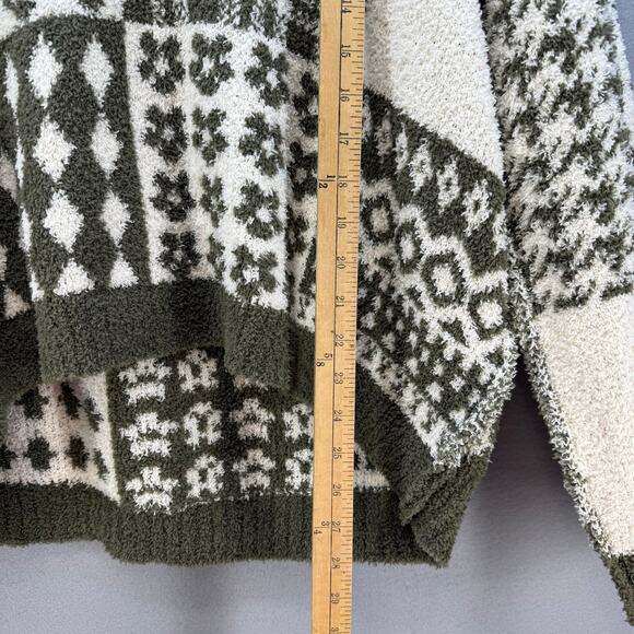 Pol Anthropologie Sweater Women's L Green Cream Loose Weave Oversized Preppy - Picture 9 of 11